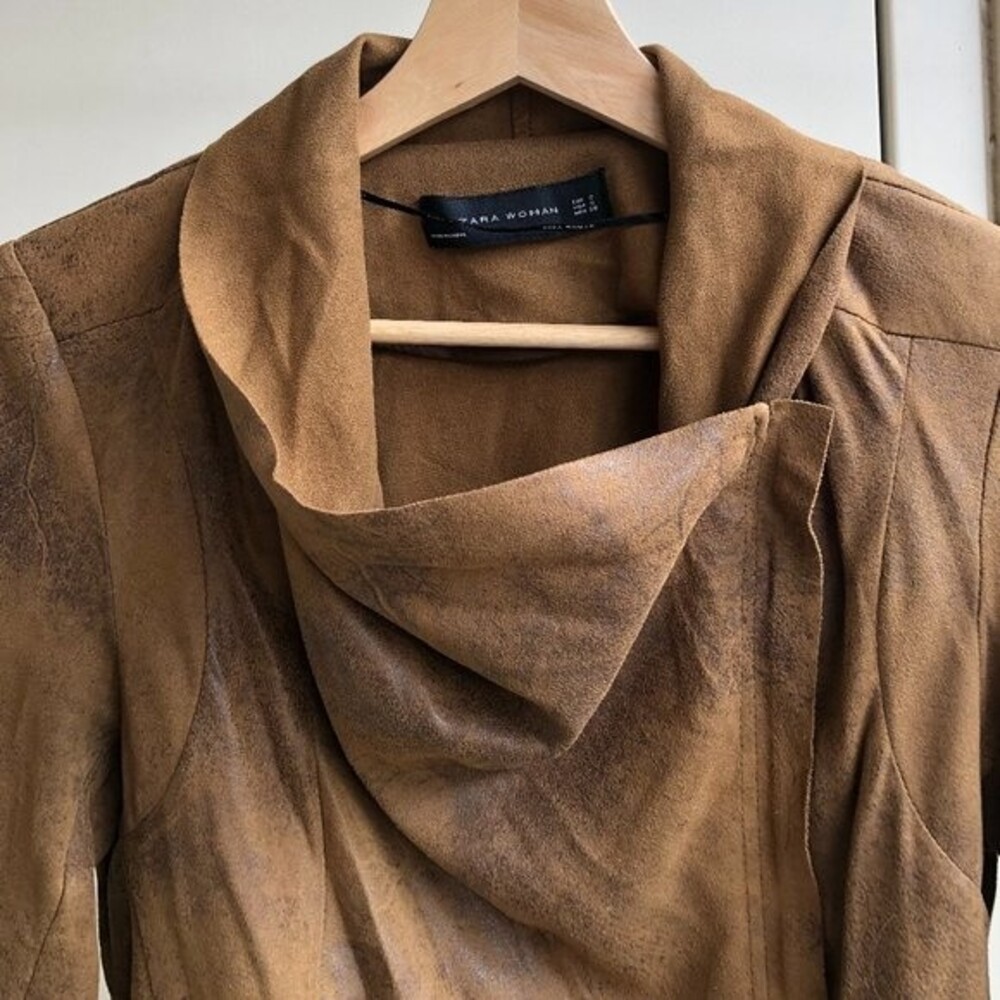 Zara Brown Suede Jacket Size S - Picture 8 of 10